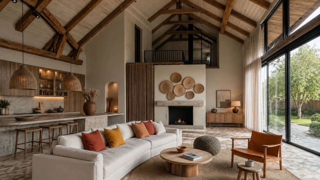 Interior of a Class Q barn conversion with a modest single-storey rear extension, illustrating how the 2024 extension allowance can create a more practical layout while remaining subordinate to the existing agricultural building.