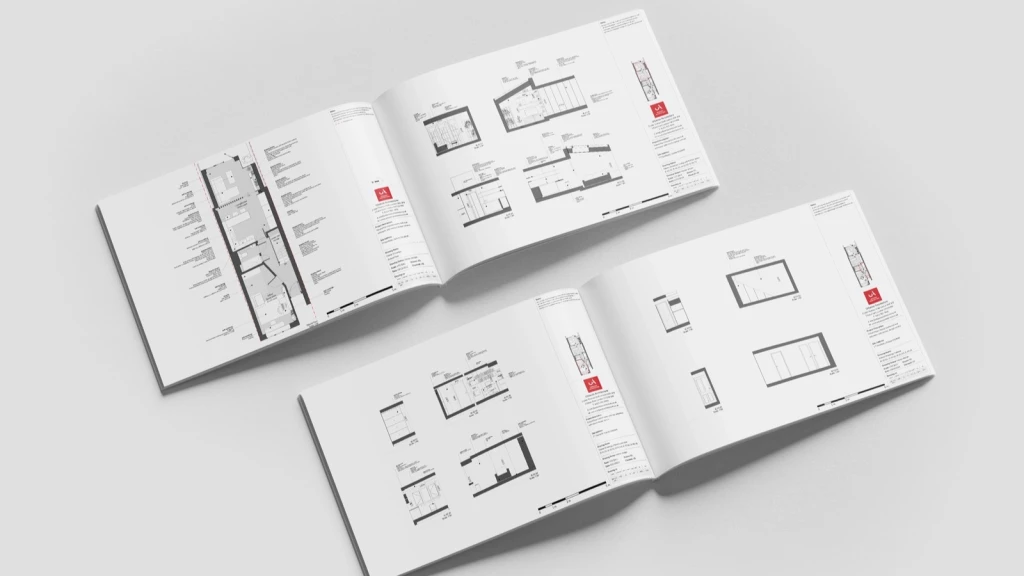 Architectural drawing package showing detailed floor plans, sections and elevations for a residential development, illustrating technical design documentation used to support planning applications, fallback positions, lawful development certificates and planning appeal submissions.