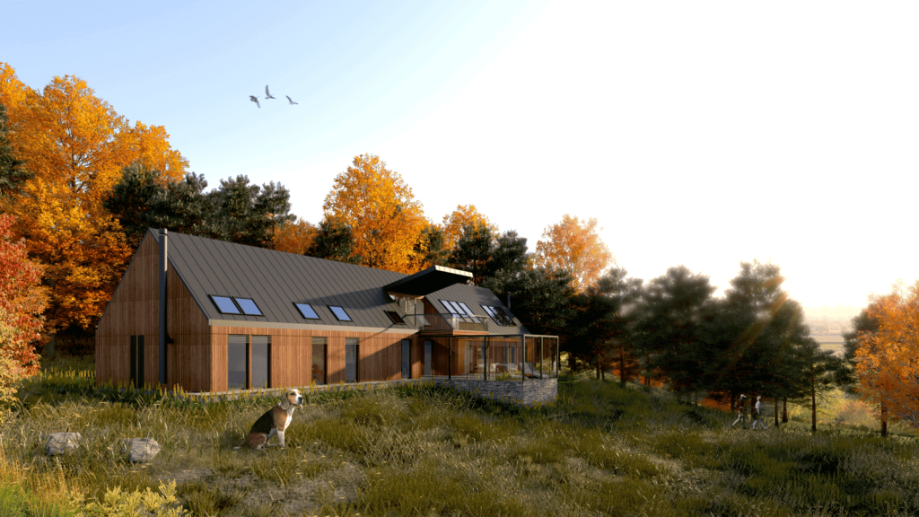 Truly outstanding and innovative barn-style Paragraph 84 house. Wood cladding, metal roof, solar panels, and large windows blend with the Green Belt setting.