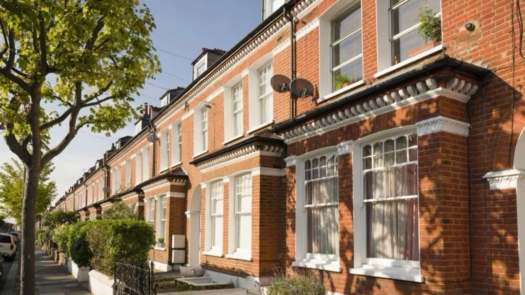 Traditional terraced houses in the UK, typical properties for HMO investments and developments.