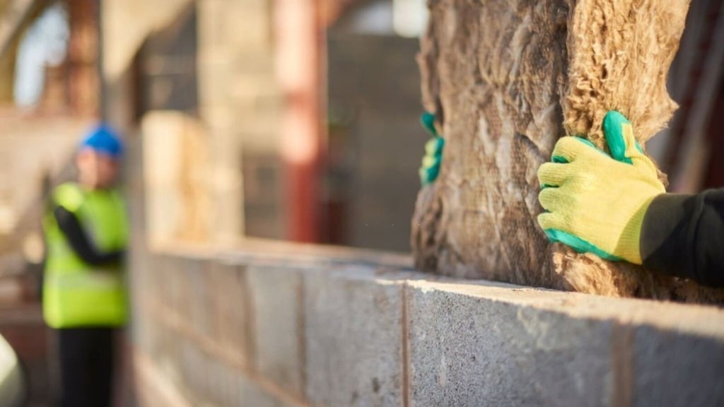 A close-up of a builder installing insulation into a brick wall during a house extension project, highlighting sustainable construction practices and seamless interior design considerations in the UK.