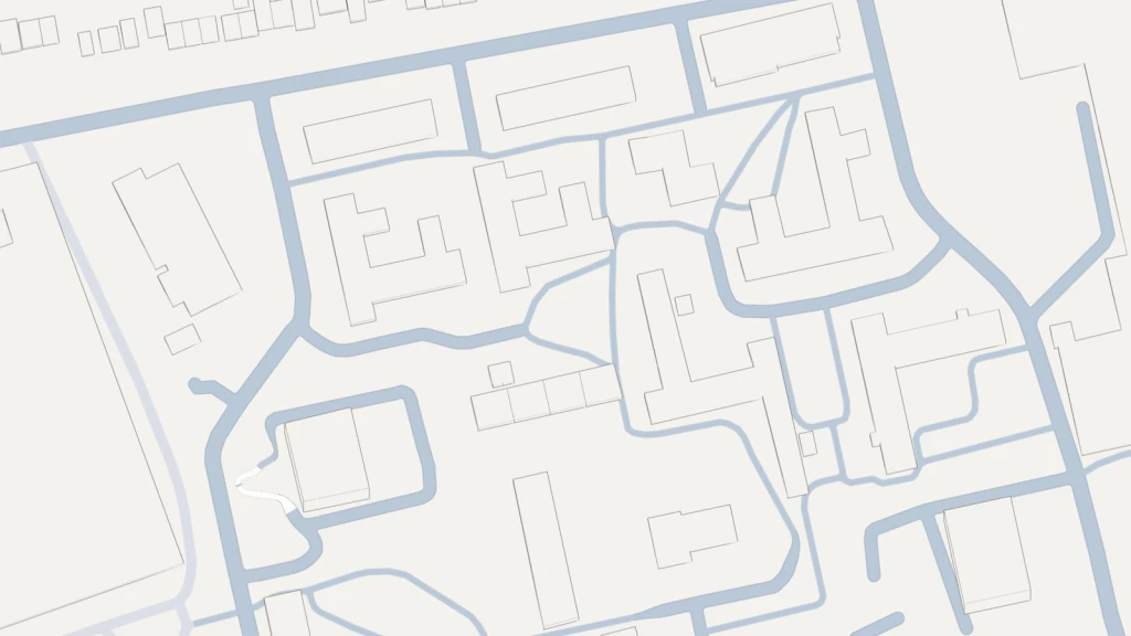 Figure-ground map of a post-war housing estate showing slab blocks, tower buildings, estate roads and open space characteristic of London’s slabs and towers urban type.