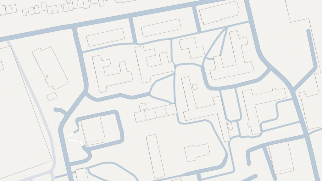 Figure-ground map of a post-war housing estate showing slab blocks, tower buildings, estate roads and open space characteristic of London’s slabs and towers urban type.