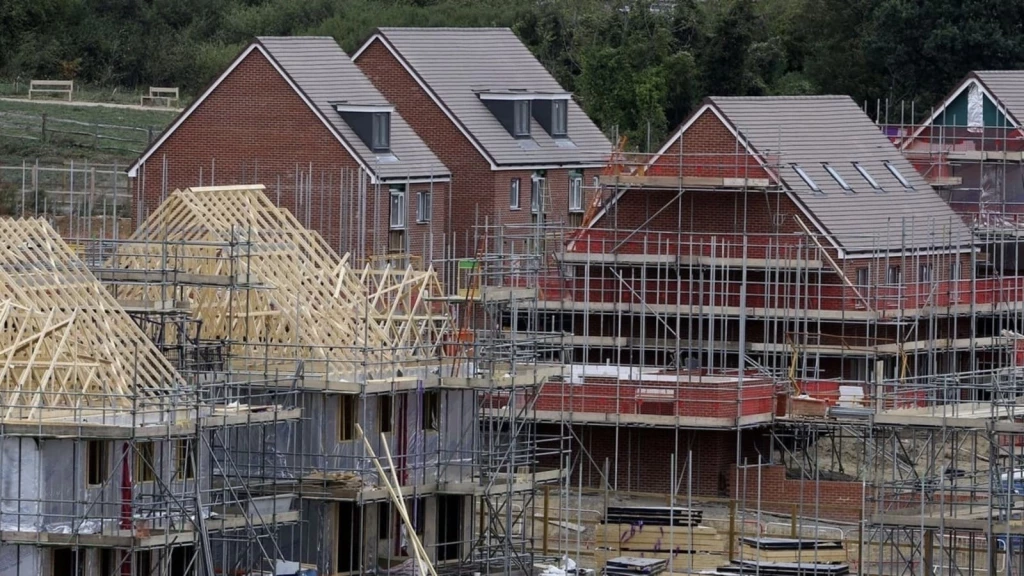 New-build housing development under construction in England, illustrating housing delivery and the NPPF 2026 presumption in favour of sustainable development.