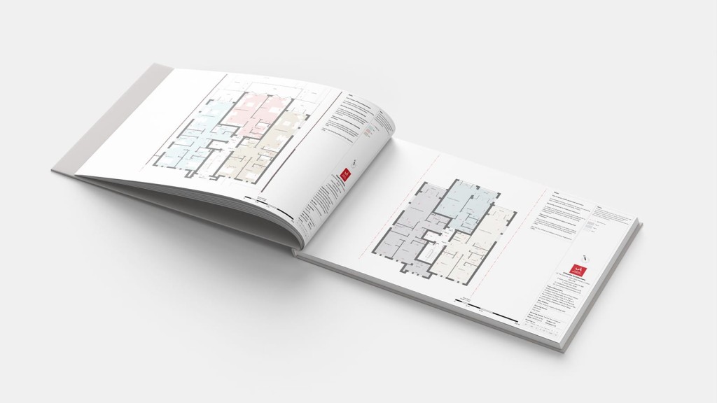 Open architectural book displaying detailed floor plans and building layouts, illustrating the concepts of sections 73 and 96a of the Town and Country Planning Act 1990. The plans are color-coded to show different areas and features, providing a visual guide to planning permissions and amendments. Urbanist Architecture's planning documentation and design expertise.