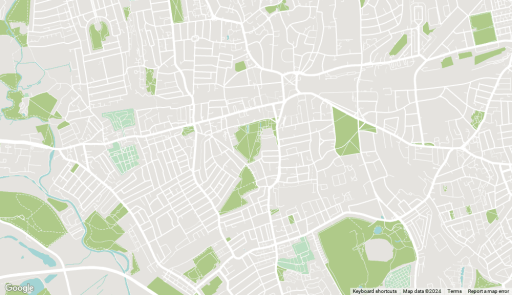 Detailed map of Ealing, London, showing a complex network of streets and green spaces, with key urban landmarks and water bodies, for navigation and urban planning purposes.