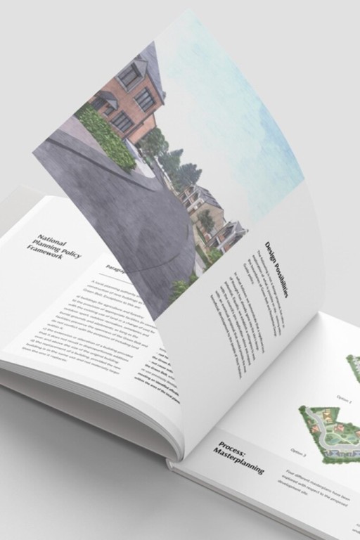 Virtual look of an opened page on Urbanist Architecture's 6 steps to successful planning e-book