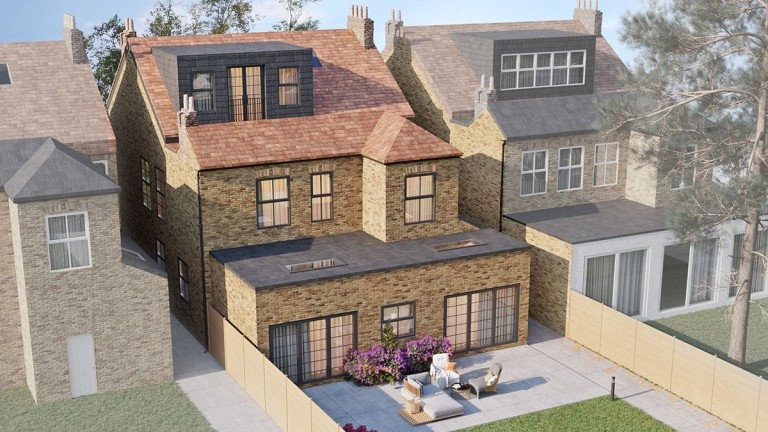 Proposal of a wraparound extension with skylights and a loft conversion to create a turn a family dwelling into five flats
