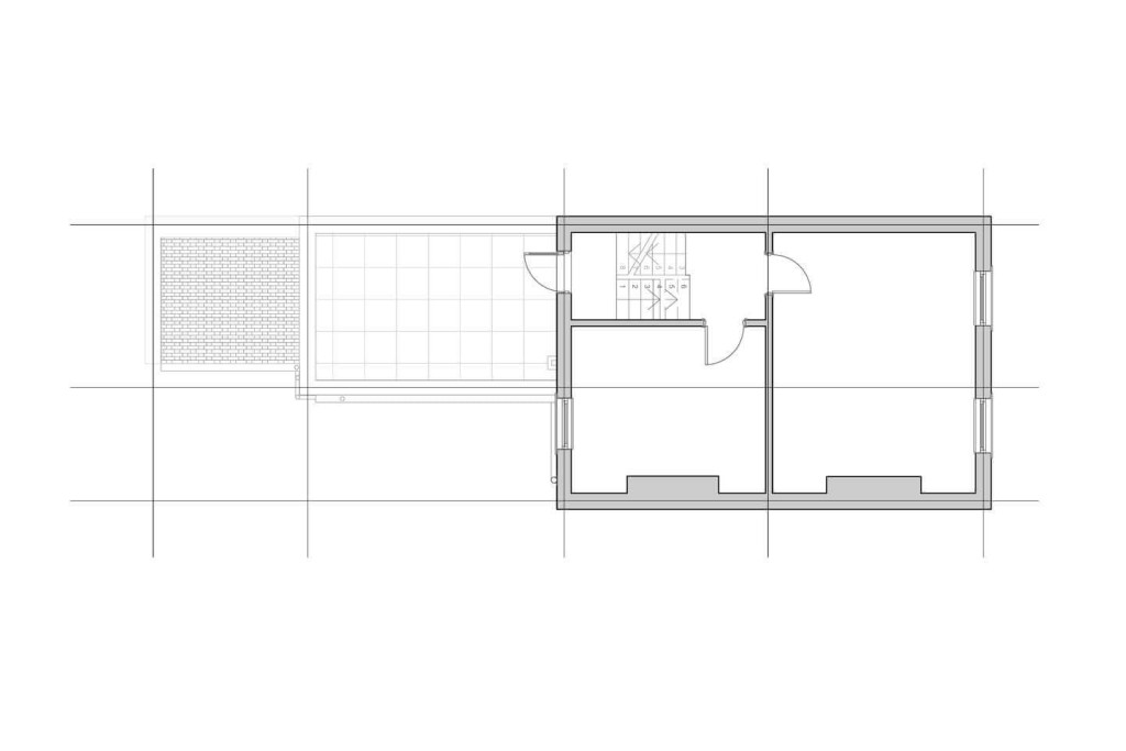 Existing floor plans of the second and last floor of the property with an underuse space of two small rooms. 