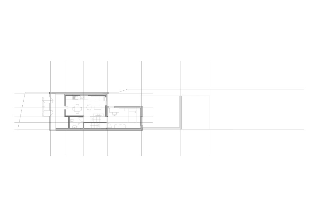 Architectural drawings of the second and top floor to now include a roof extension allowing for a previously small bedroom and bathroom to be transformed into a one bedroom apartment with a private access to a private garden at the rear of the property