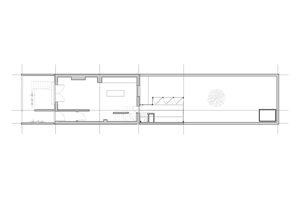 Measured building floor plans of the exisiting ground floor which only accomodated for a small living room and kitchen