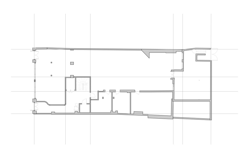 Schematic floor plan for a proposed development in Greenwich, showcasing a clear layout with detailed partitions, entrance ways, and architectural design elements intended for commercial and residential use.