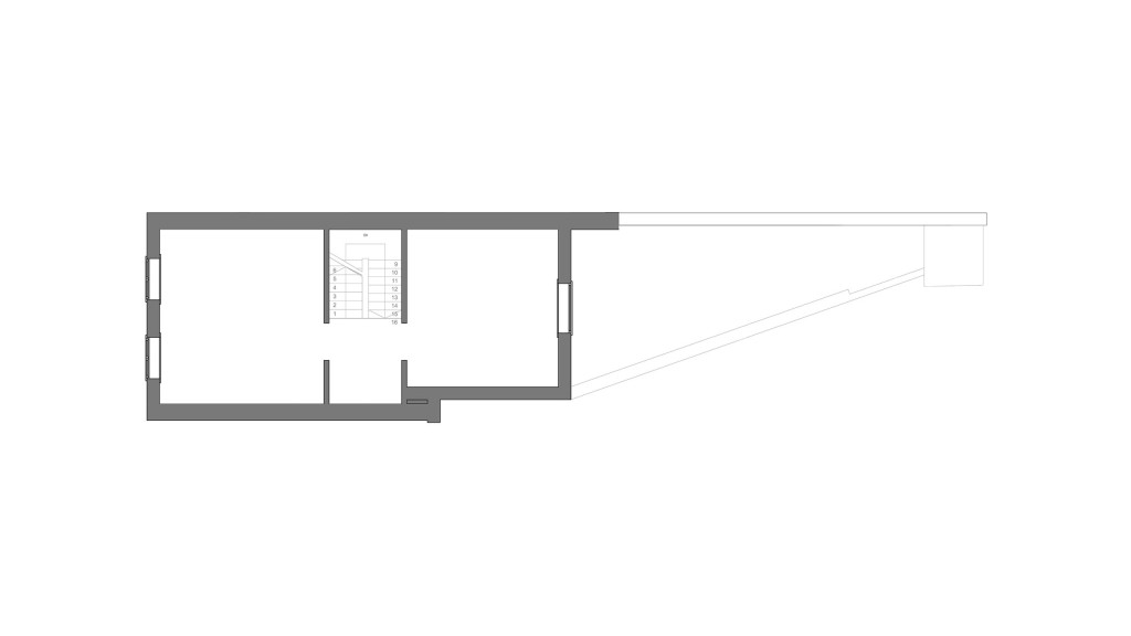 Grey scale existing floor plans of the second floor which again did not utilise the potential of the Victorian building and currently only held two small rooms.