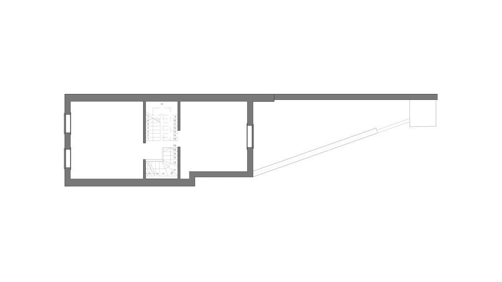 Exisiting floor plan drawings of the first floor of a Victorian building which did not utilise the maximum potential of the building and in consequence currently held only two small rooms.