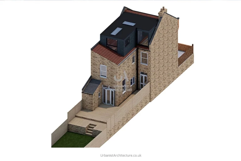 3D model of the stylish and innovation dormer loft extension with large windows and skylights