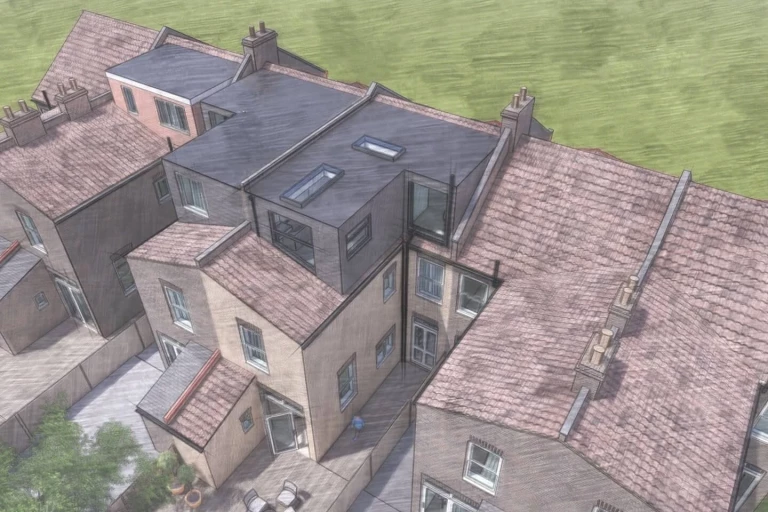 3D model of the stylish and innovation dormer loft extension with large windows and skylights