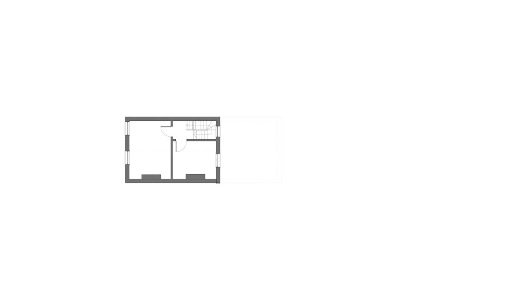 Existing second-floor plan of a Victorian house in Catherine Grove SE10, illustrating the current layout before the planned extension by Urbanist Architecture. This project is situated in a Greenwich Council conservation area, emphasising the need for sensitive architectural modifications.