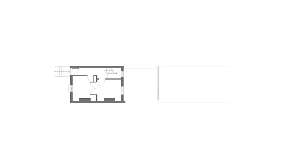 Existing first floor plan of a Victorian house in Catherine Grove SE10, highlighting the current layout before the planned first-floor extension by Urbanist Architecture. This project, located in a conservation area managed by Greenwich Council, aims to enhance living space while preserving the building's historic character.
