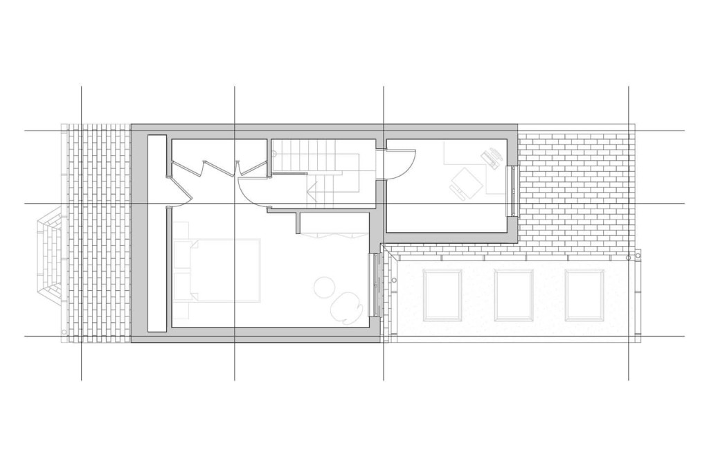 Architectural drawings of an l-shaped dormer extension converting a previously unused loft space to a large master bedroom, office space overlooking the garden, additional wardrobe space.