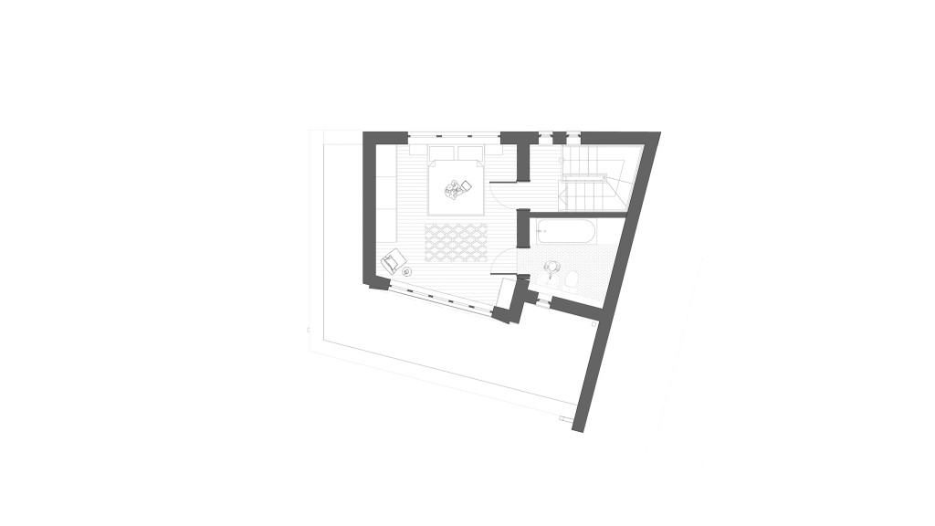Proposed second floor plan of the Henrietta Gardens N21 property by Urbanist Architecture, showing the new master bedroom with ensuite bathroom created through the approved roof extension within the London Borough of Enfield conservation area.