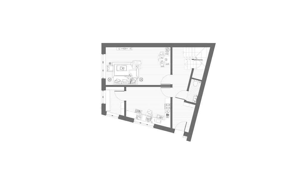Proposed ground floor plan of the Henrietta Gardens N21 property by Urbanist Architecture, illustrating the redesigned layout for the second-floor roof extension project within the London Borough of Enfield conservation area.