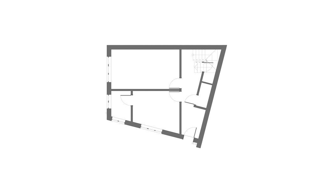 Existing ground floor plan of the Henrietta Gardens N21 property in the London Borough of Enfield conservation area, showing the layout prior to the second-floor roof extension designed by Urbanist Architecture.