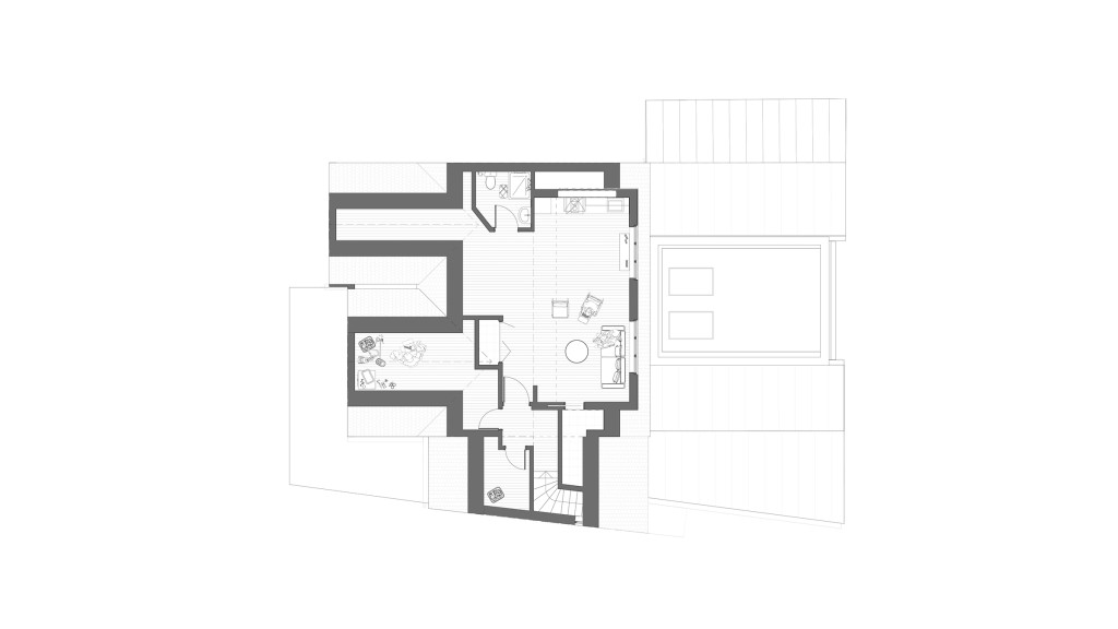 Proposed first floor plan of the veterinary clinic at Pickford Lane, Bexley, designed by Urbanist Architecture. This detailed architectural drawing showcases the expansion and renovation aimed at creating a state-of-the-art veterinary clinic. The floor plan includes designated areas for staff facilities, a kitchen, a shower room, and additional consultation rooms. The design seamlessly integrates new spaces while maintaining the building's residential appearance, complying with Bexley Council's requirements. This plan is crucial for understanding the improved layout and functionality intended to meet the veterinary clinic’s operational needs.