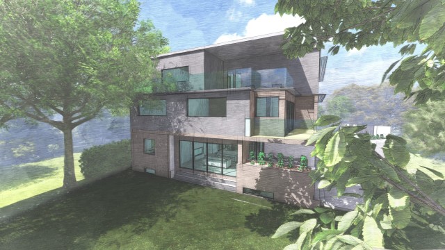 Substantial, fully equipped contemporary home in a secluded, tree-surrounded plot