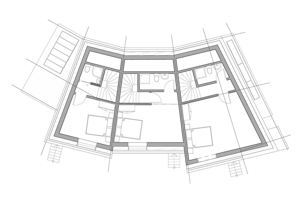 Architectural drawings of the proposed first floor plans for each townhouse to have a master bedroom with an en-suite bathroom
