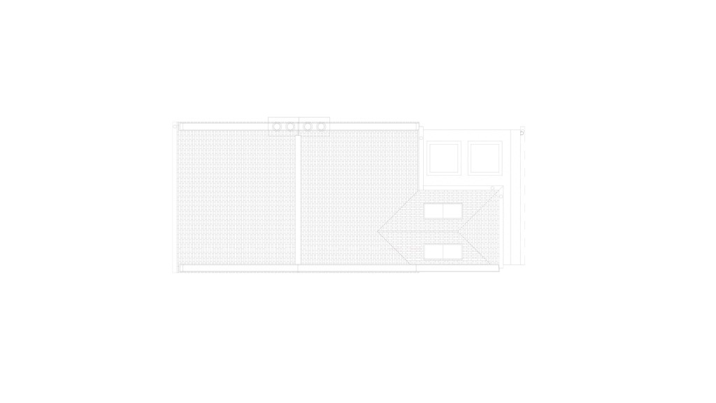 Proposed roof plan for a Victorian house extension in Colomb Street SE10. The image showcases the detailed layout of the new roof structure, including the first-floor extension and reworking of the existing space. The plan highlights the addition of skylights and alterations to enhance natural light and ventilation. This roof plan is part of Urbanist Architecture's project to rejuvenate the historic home with ground-floor and first-floor extensions, incorporating modern design elements while respecting the heritage context.