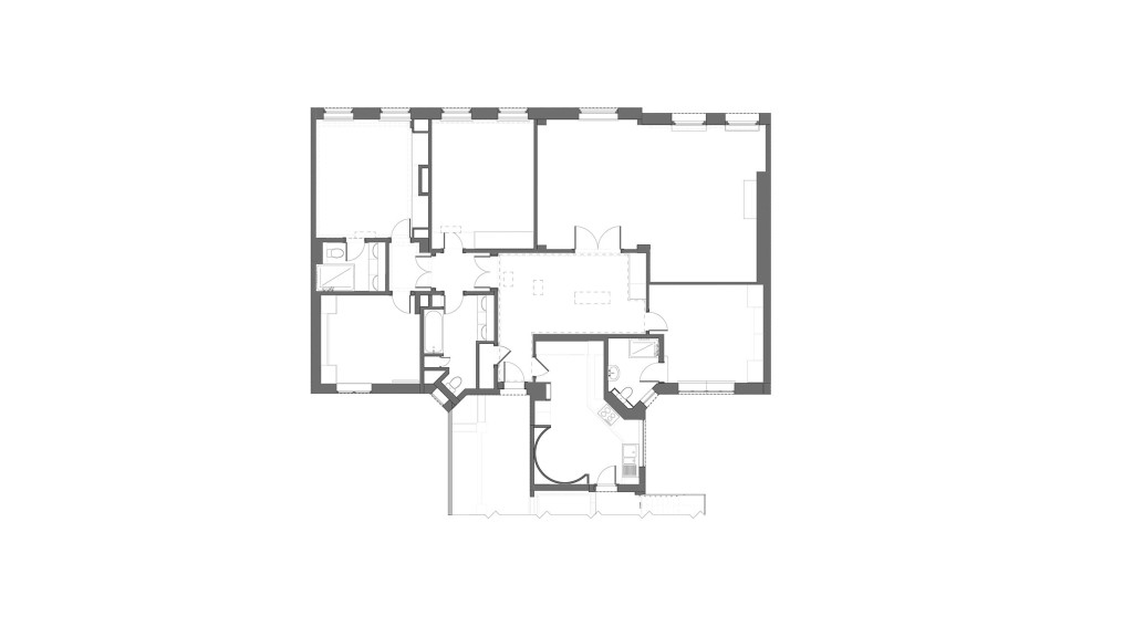 Original floor plan of a Knightsbridge property, displaying the initial room arrangement before refurbishment